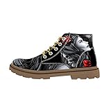 Primer baile Botas para mujer, diseño de calavera de payaso con estampado de calavera, zapatos de calavera, zapatos de moda para mujer, zapatos negros estampados de bruja, zapatos de tobillo primavera, 2019, Estamapado 11, 5 US