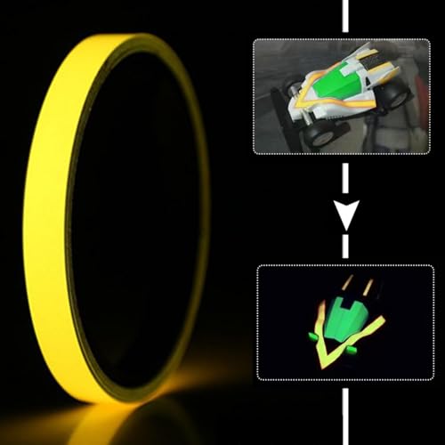Fluoreszierendes Klebeband 5m*10mm,Leuchtband,Leuchtstreifen Selbstklebend,Leuchtendes Klebeband,Leuchtklebeband,Leuchtband Selbstklebend,Glow in the Dark Tape,für Treppen,Wände,Ausfahrt (Grün)