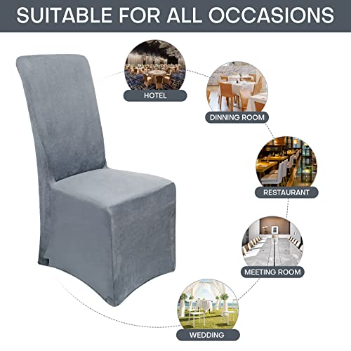 Foreate Velvet Stretch Dining Room Chair Covers Set Of 2 For High Back Parson Chairs, Breathable Soft Dining Chair Covers For Dining Room(Dark Grey) #TOP5