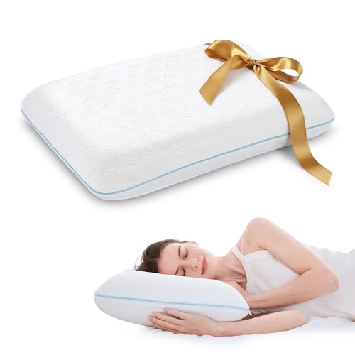 Image of EGOHOME Bed Pillow Standard Size - Memory Foam Made in USA - for Side, Back and Stomach Sleepers, Neck Support with Washable & Removable Cover, Medium Soft, 1 Pack
