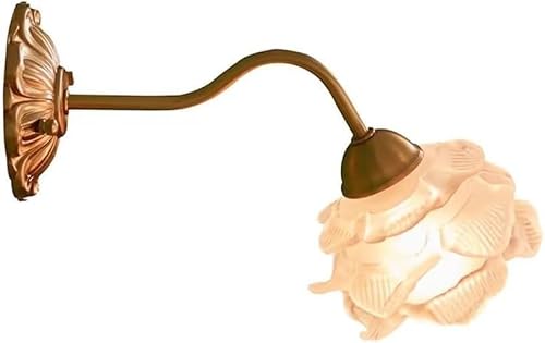 ZTCHSENZT French Wall Sconce with Flower Shape Glass Lampshade, Indoor Creative Decor Lighting Fixture Wall Lamp, Brass Wall Mounted Light - E14 Socket, Wall lamps, zq-1103