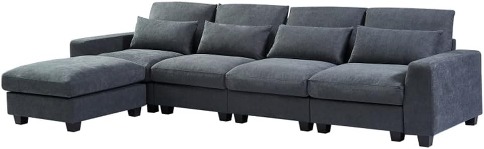 Large Sectional Sofa, Convertible Sofa Couch with Reversible Chaise for Living Room