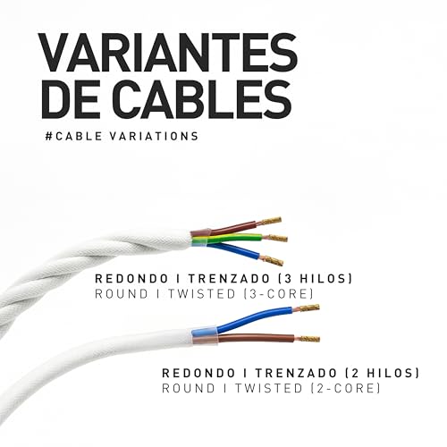 Miniatura 6 de Smartect Cable Textil En Color Negro, Cable Electrico 3 Hilos De 3 Metros 3 X 0,75 Mm Cuerda Para Lampara Con Revestimiento Textil Para Su Proyecto Diy