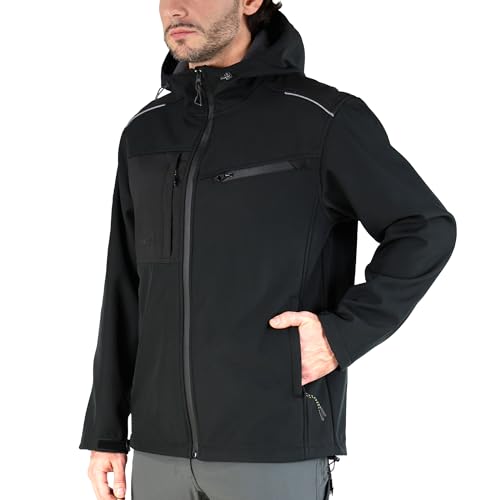 Ellobird Men's Work Jacket Fleece Lined Durable Construction Workwear Outdoor Work Utility Hoodie Outerwear