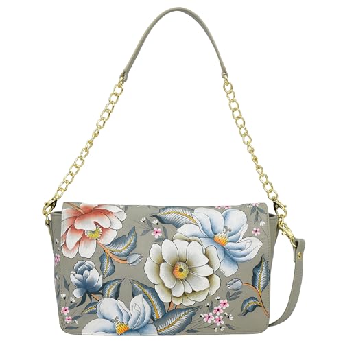 Anuschka Women's Original Hand-Painted Genuine Leather Flap Crossbody with Shoulder Strap