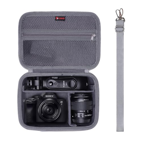XANAD Camera Case Compatible with Sony Alpha 7 II III IV / a6400 / a6700 / a6100 / 7R V Full Frame,Canon, Nikon DSLR Camera, with 4 Pieces of Dividers and Shoulder Strap, Grey