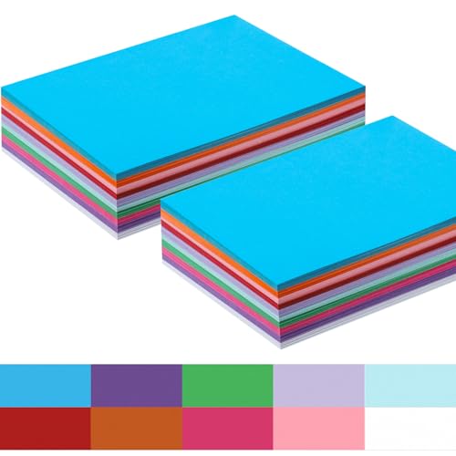 Pacote com 100 papel-cartolina 13 x 18 cm, cartolina colorida de 36 kg, papel grosso pesado para faz