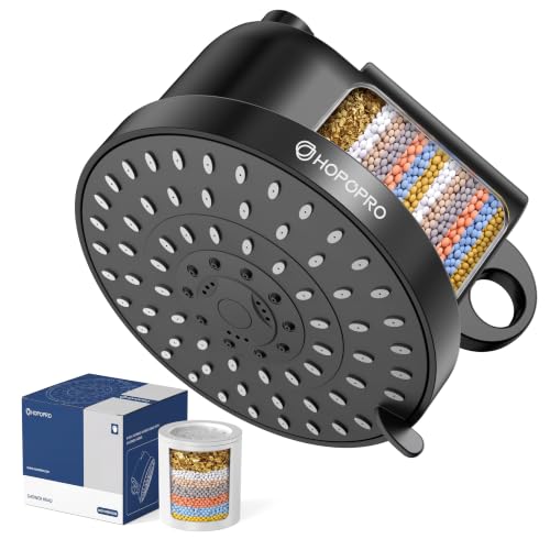 6' High Pressure Filtered Shower Head with 5-Mode, HOPOPRO Fixed Showerhead