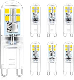 Creyer G9 Led Light Bulbs,2W 200LM, Equivalent to 20W Halogen, Cool White 6000K, G9 Socket Led Lamp, Energy Saving Led Bulbs, AC 220-240V, Non-Dimmable (Pack of 6)