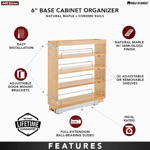 Image of Rev-A-Shelf Pullout Kitchen Cabinet Organizer, Min Cabinet Opening 7 inch W