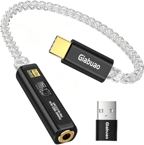 Image of USB C to 3.5mm Audio Adapter with CX31993+MAX97220 DAC Amplifier | DAC Dongle Headphone Amp 8-Strand 4N Silver Plated Cable for iPhone /Android /Samsung /Mac /IEMs Earphones,HiFi 32Bit /384kHz