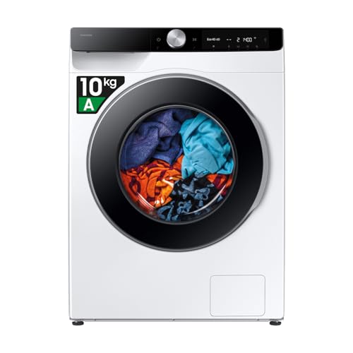 Samsung Lavatrice AI Control WW10FG6U34LK/U3, 10 Kg, AI Energy Mode, AI Ecobubble, Carica Frontale, Corpo: Bianco, Oblò e Display: Nero, 60l x 85h x 55p cm
