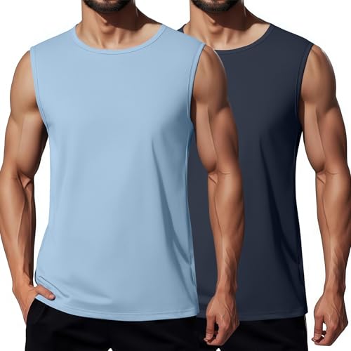 COOFANDY Mens Gym Tank Tops Workout Sleeveless T-Shirts Cotton Muscle Fit Shirts Pack Gym Bodybuilding Tee