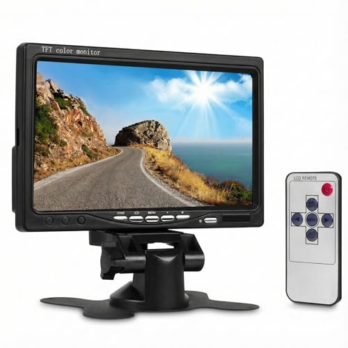 XIKKART 7 Inch Industrial LCD Monitor | HD Car CCTV Display Screen with HDMI/VGA/AV Inputs | Rear View Monitor for Security Camera, DVR, PC | Portable...
