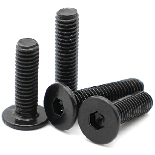 Vis à tête plate hexagonale creuse en acier inoxydable 304 noir CM M8 x 60mm pour assemblage discret
