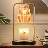 Candle Warmer Lamp for Jar Candles, Dimmable Candle Melter with Amber Glass Shade, Vintage Electric
