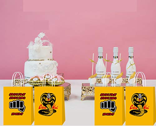 16Pcs Karate Taekwondo Paper Gift Bags Birthday Party Favor Bags First Strike Hard Strike No Mercy For Karate Taekwondo Themed Party Decorations Goody Treat Candy Bags #TOP4
