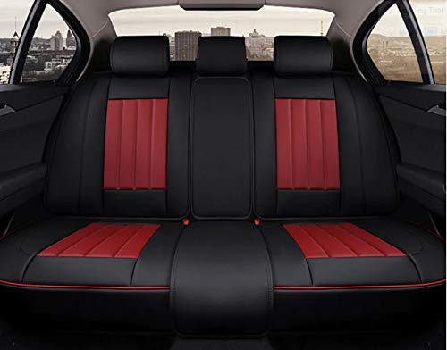 Image of Hi Art Leatherette Custom Fit Front and Rear Car Seat Covers Compatible with Maruti Suzuki Zen, Black and Red
