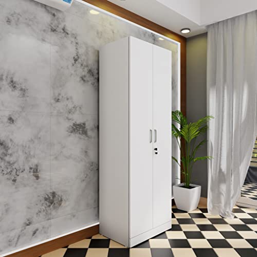 Image of VIKI Wardrobe | Wooden Almirah for Clothes,Door for Bedroom, 2 Door Wardrobe with Doors (Frosty White - 40D x 60W x 180H) | 1 Year Warranty | DIY