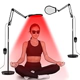Hottoerak Rotlichtlampe Stehlampe, 940nm & 850nm & 660nm Infrarotlampe, 150 LEDs Infrarotlampe mit 5 Helligkeitsstufen &10/20/30Minuten Timer, Höhenverstellbar, Red Lights für Hausgebrauch