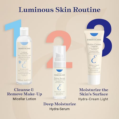 Embryolisse Crème Hydra Lumière & Hydratant frais - Gel crème avec acide hyaluronique & Nymphaée blanche, 95% Ingrédients d'origine naturelle - Peau normale à combinée - 40ml