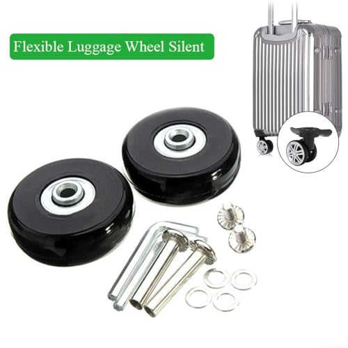 4pcs Luggage Suitcase Replacement Wheels, 45/50/60mm Rubber Roller Wheels, Super Silent, Black, Rubber, 50MM, 20-50 lbs (9-23 kg) per wheel set4