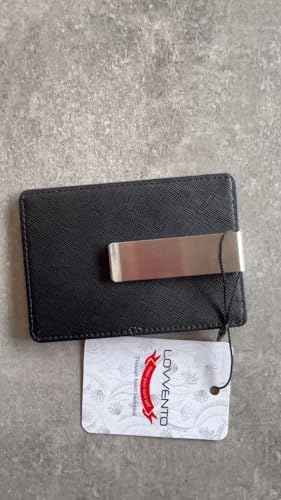 Lovvento Ultra Thin RFID Blocking Credit Card Holder Wallet - Minimalist Metal Money Clip Pocket Wallet with 8 Card Slots, ID Window & Cash Strap | Compact Credit Card Cases for Men Women (Black)3