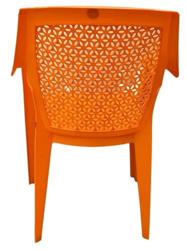 Image of SkyGlamour Cello Sonet Matt Finish Plastic Armchair | Mid Size Plastic Chair for Living Room, Home, Garden Indoor and Outdoor use |Bearing Capacity up to 120 Kg (Colour: Orange; Set of 2)