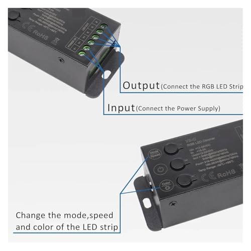 Controlador LED RGB 24V 12V 3 canales y control 4