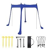 Beach Shade Strandzelt Sonnenschutz mit 4 Stützstangen, 4 Kunststoff-Grasheringen, 4 Krawatten, Bodenheringen und Stabilitätsstangen, Schatten im Freien for Ausflüge, Angeln, Spaß im Garten oder Pickn