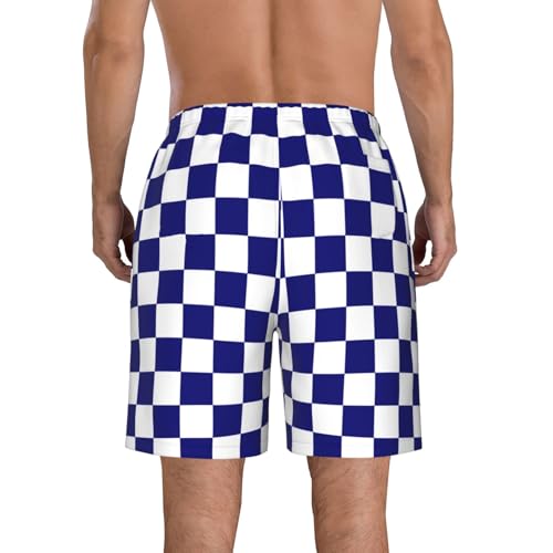Checkerboard Beach Shorts Mens Casual Board Pants Quick Dry Elastic Waist Drawstring Summer Breeches Swim Trunks2