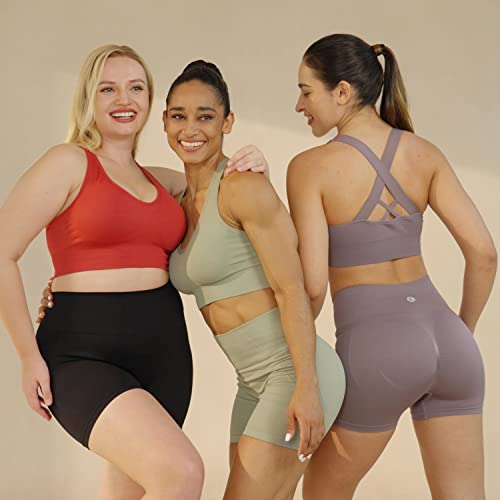 Image of Evercute Sports Bras for Women Padded Medium Support Criss Cross Strappy Bra Seamless High Impact Yoga Exercise Athletic Bras