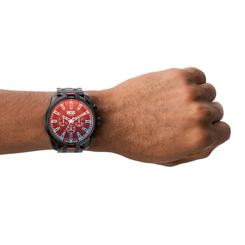 Diesel Stainless Steel Split Analog Black Dial Men Watch-Dz4589, Black Band - Image 4