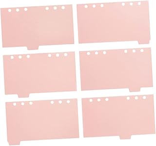 TEHAUX 6 Folhas Divisores De Índice De Papel Deslizante Mangas De Cartão Divisores De Fichário Protetores Divisores De Abas De Plástico Pastas De Plástico Divisórias De Pastas Para 6