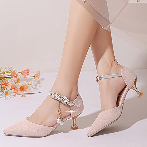 Princess Platform Shoes Big Girl Closed Toe Pointed Toe Fine Flash Hook Buckle Fine Heels Party Dress Glitter Pump Sandals3