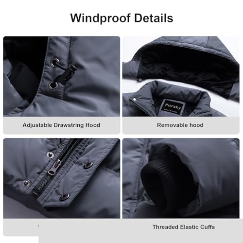 Image of Pursky Men's Puffer Jacket Waterproof Winter Bubble Coats Ski Parka Fur Hooded