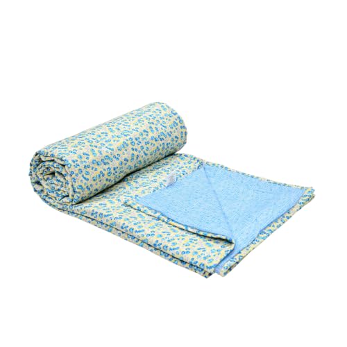 Image of Home Ecstasy 100% Cotton Mulmul Reversible Dohar for Double Bed 210 GSM (86 x 88 inches), Blue