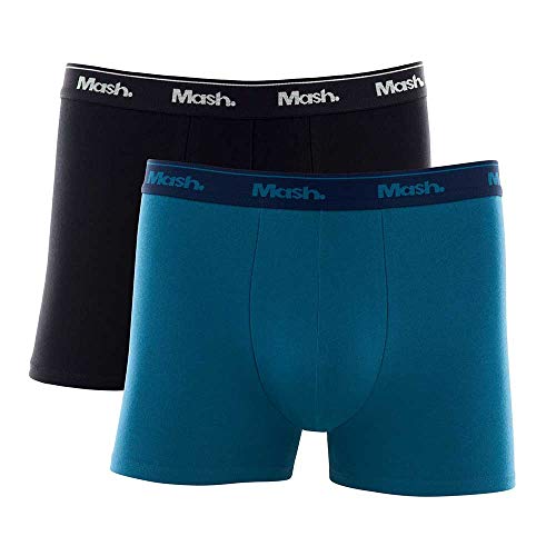 Kit 2 Cuecas Boxer Cot Liso El Bord, Mash, Masculino, Azul/Preto, G