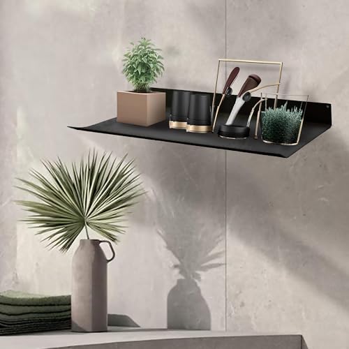 Image of Spillbox Metal Floating Shelf | Wall Mounted Shelf | Invisible Mounting|Decorative Shelf|Living Room|Kitchen Organizer|Stand|Holder for Wi-fi Camera Multipurpose(Black, Small)