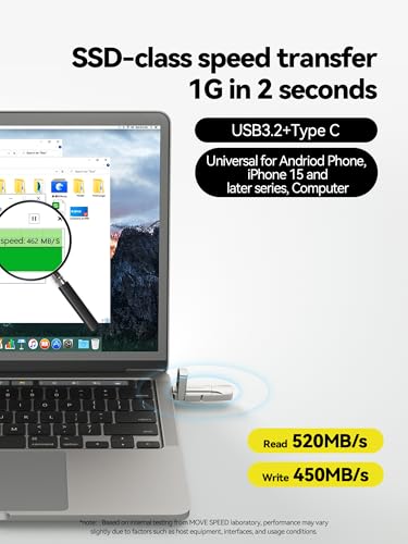 MOVE SPEED Flash Drive de estado sólido de 1 TB de 570 MB/s de alta velocidade tipo C + USB 3.2 entr