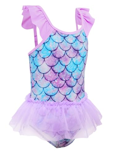 Girls Swimsuit One Piece Bathing Suit Mermaid Girls' Swimwear with Double Mesh Ballet Skirt 3-9 Years3