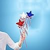 6 Pcs 4th of July Glitter Puffy Star Picks Foam Sparkly Sticks for Americana Independence Day Party Crafts Supplies Decorations, Memorial Day Patriotic Decor (Red White Blue) #5