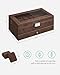 SONGMICS Watch Box, 12-Slot Watch Case Organizer with Large Glass Lid, 2 Layers, Removable Pillows, Metal Lock, Gift for Loved Ones, Brown Synthetic Leather, Brown Lining UJWB012K01
