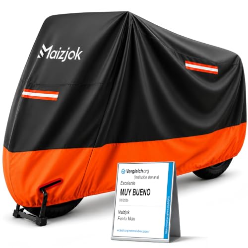 Maizjok® Funda Moto Impermeable, Cubierta Moto Exterior Interior 210D