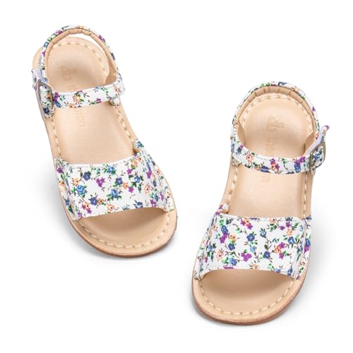 Image of THEE BRON Toddler Girls Vintage Open Toe Sandals Cushioned Comfy Summer Dress Shoes