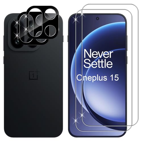 Image of PreCure (2+2 Pack) Screen Protector & Camera Lens Protector for OnePlus 15 - 9H Hardness Tempered Glass, HD Clear, Bubble-Free, Anti-Scratch (Black)