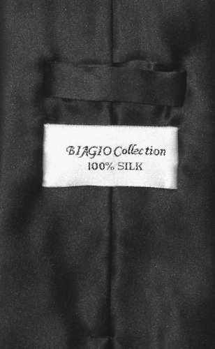 Set de corbata y pañuelo negro 100% seda Biagio miniatura 2