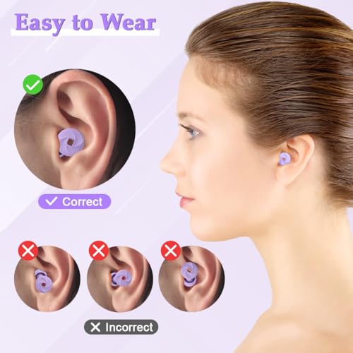 Image of ZIBUYU Ultra Soft Silicone Loop Ear Plugs for Noise Cancellation for Sleeping Studying and Travel - Reusable 33dB Earplug Set with Multiple Sizes and Portable Storage Case Comfortable Hearing