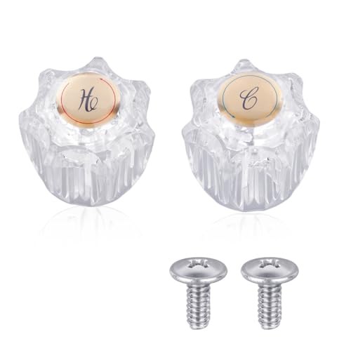 Goktvai 2pz Chiaro Kit di Ricambio Pomelli della Doccia, Manopole di Rubinetto in Acrilico con Viti Trasparente, Pomelli Della Vasca Compatibili con Delta Delex Peerless & LDRCC