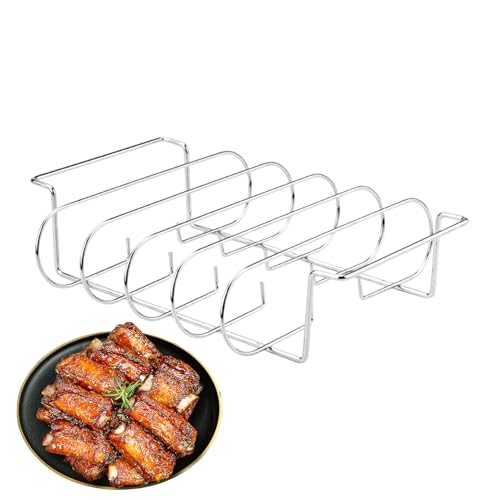 Soporte para costillas, soporte de acero al carbono, soporte para carne, accesorio antiadherente para barbacoa, diseño de cocina vertical, para hornear al aire libre, camping, barbacoa, 31,3 x